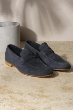 Blue Soft Penny Loafers - Made In Italy