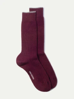 Bordeaux - Super Durable Wool Short Socks - Made In Italy