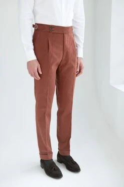 Brick Cotton Trousers "Soragna Capsule Collection" - Made In Italy