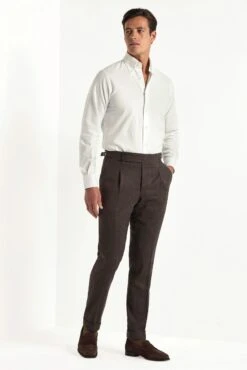 Brown Flannel Soragna Trousers - Made In Italy 8 Brown Flannel Soragna Trousers - Made In Italy -Pini Parma Clothing Store brown flannel trousers 2