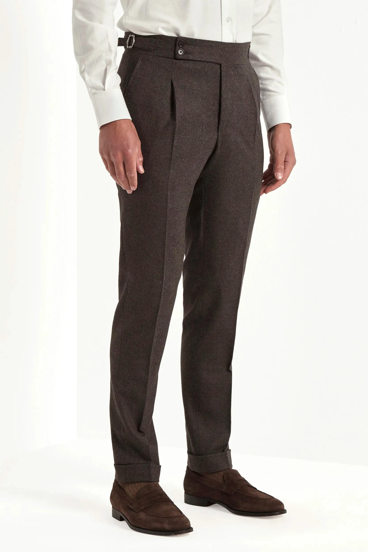 Brown Flannel Soragna Trousers - Made In Italy 3 Brown Flannel Soragna Trousers - Made In Italy
