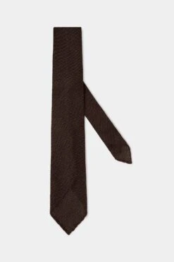 Brown Grenadine Silk Tie - Hand Made In Italy