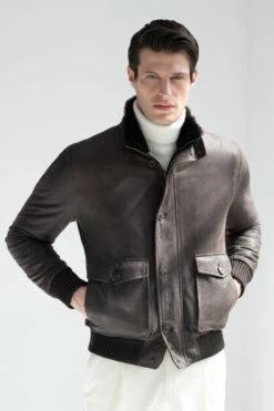 Brown Leather Bomber – Made In Italy