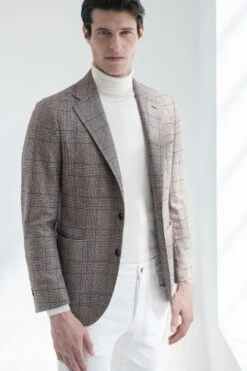 Brown Prince Of Wales Jacket - Made In Italy