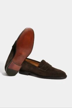 Brown Suede Penny Loafers - Made In Italy -Pini Parma Clothing Store brown suede penny loafers 2