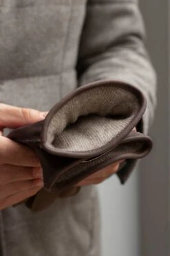 Brown Cashmere Lined Deerskin Leather Gloves - Made In Italy -Pini Parma Clothing Store brown leather gloves 2