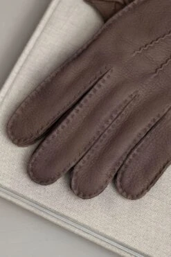 Brown Cashmere Lined Deerskin Leather Gloves - Made In Italy -Pini Parma Clothing Store brown leather gloves 4