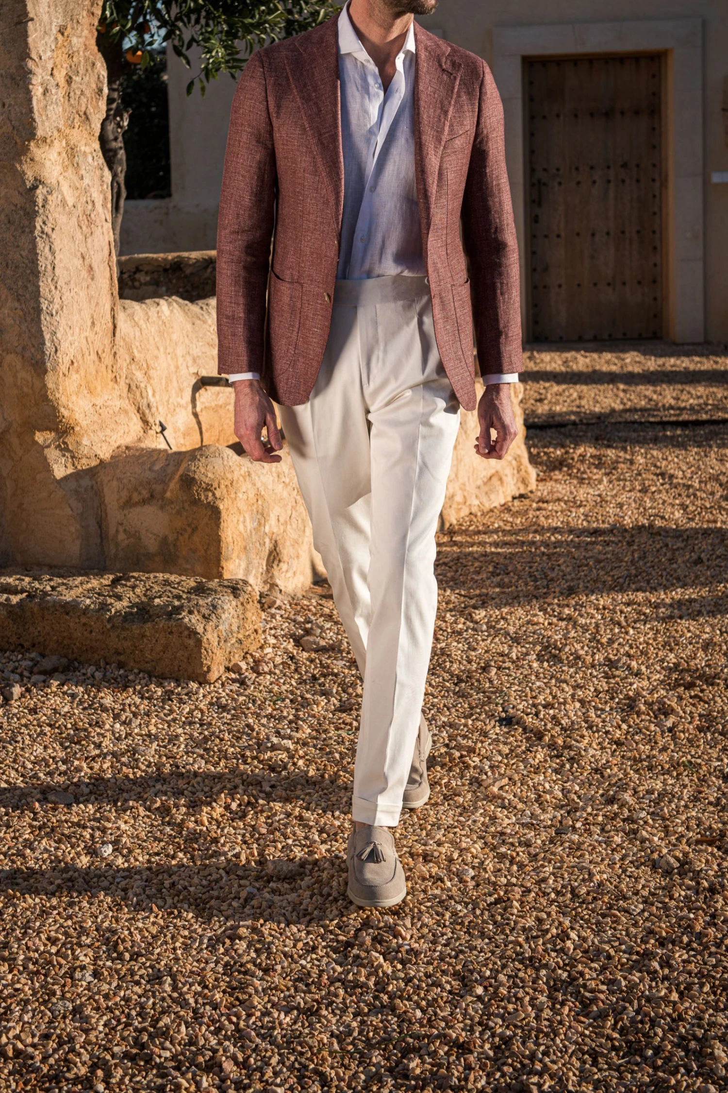 Burgundy Linen And Wool Jacket - Made In Italy 5 Burgundy Linen And Wool Jacket - Made In Italy - Image 3