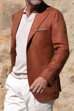 Terracotta Linen Jacket - Made In Italy