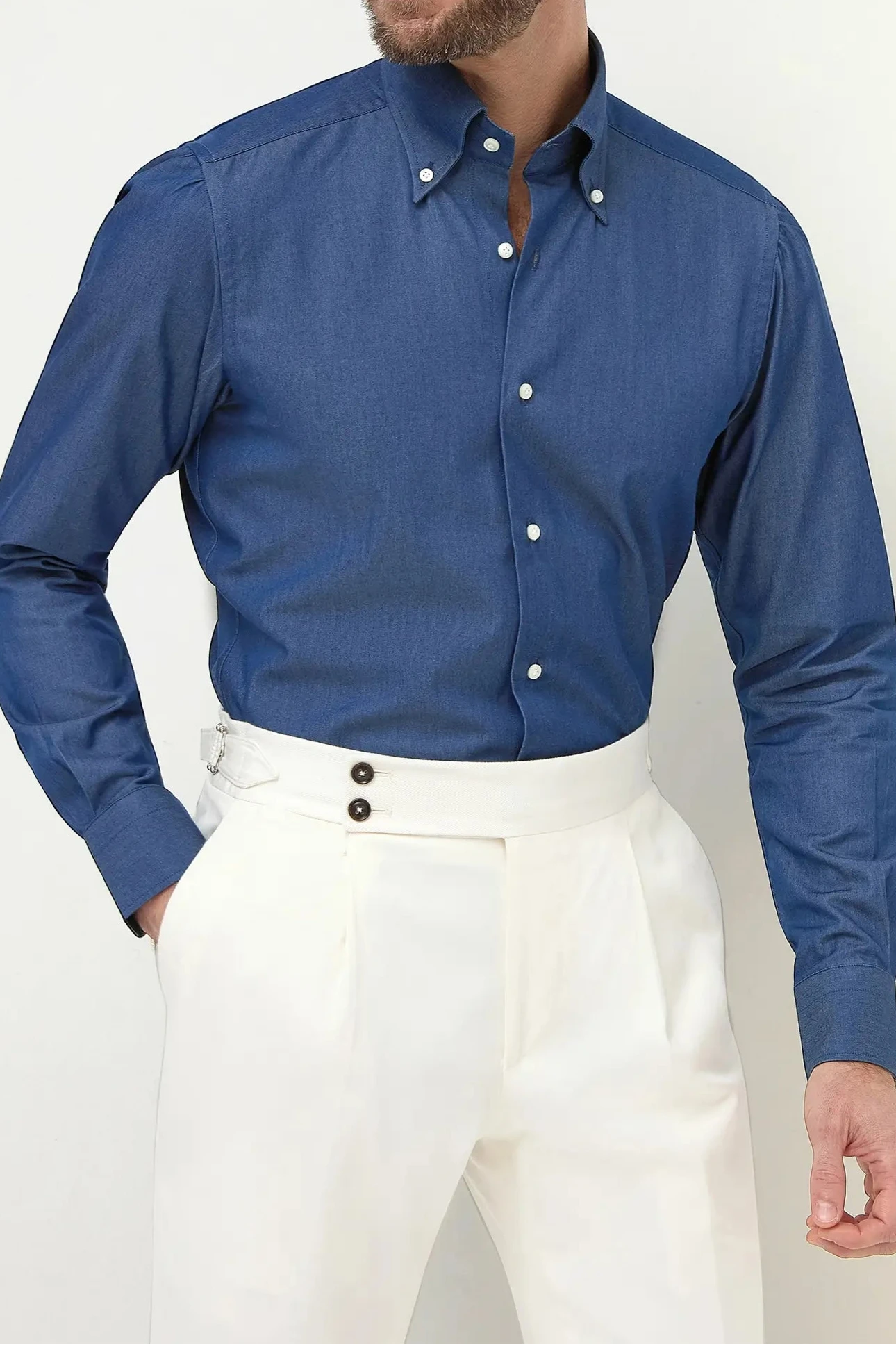 Button Down Denim Shirt ”Sartoriale Collection” - Made In Italy 4 Button Down Denim Shirt ”Sartoriale Collection” - Made In Italy - Image 2