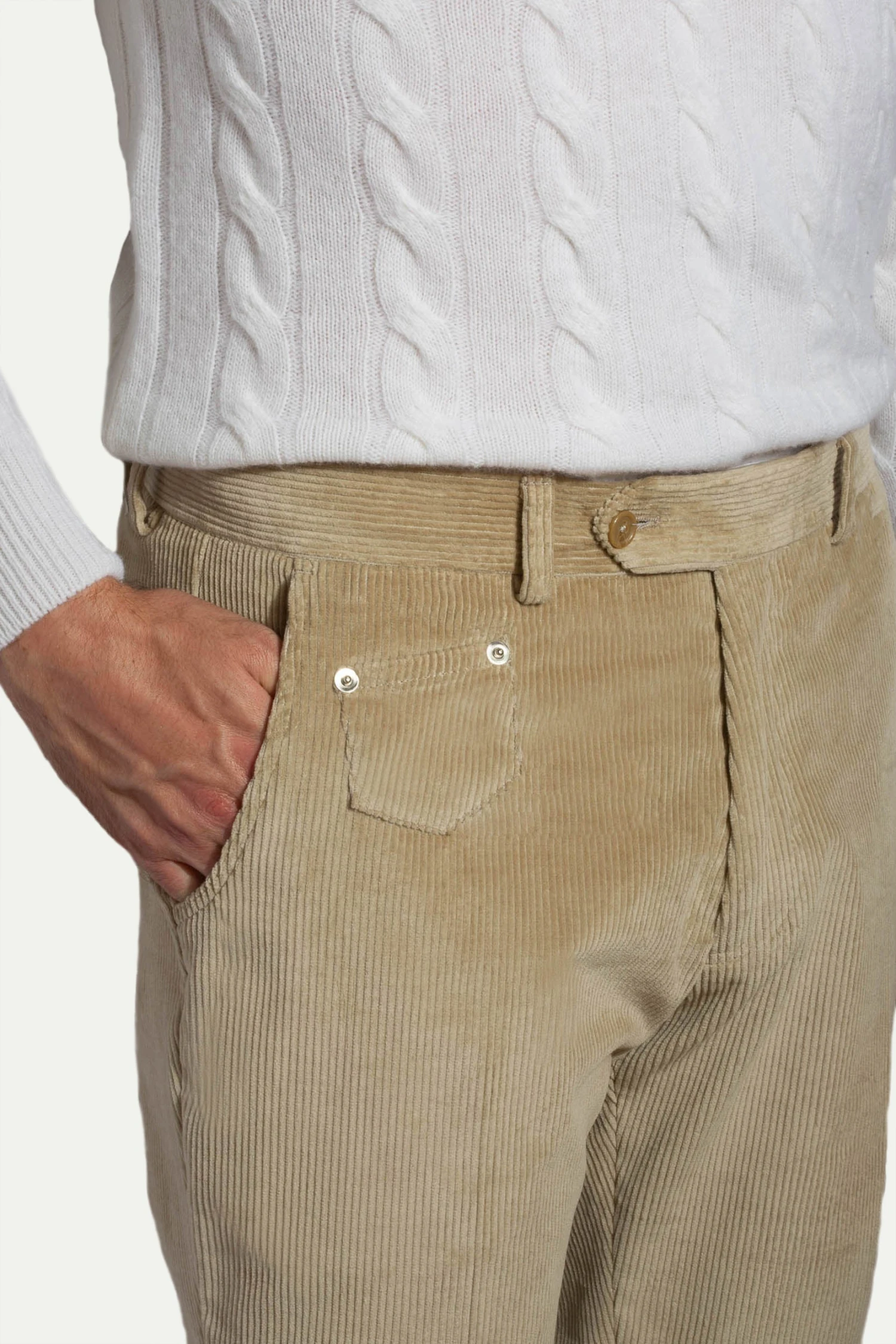 Beige Corduroy Sirmione Trousers - Made In Italy 3 Beige Corduroy Sirmione Trousers - Made In Italy
