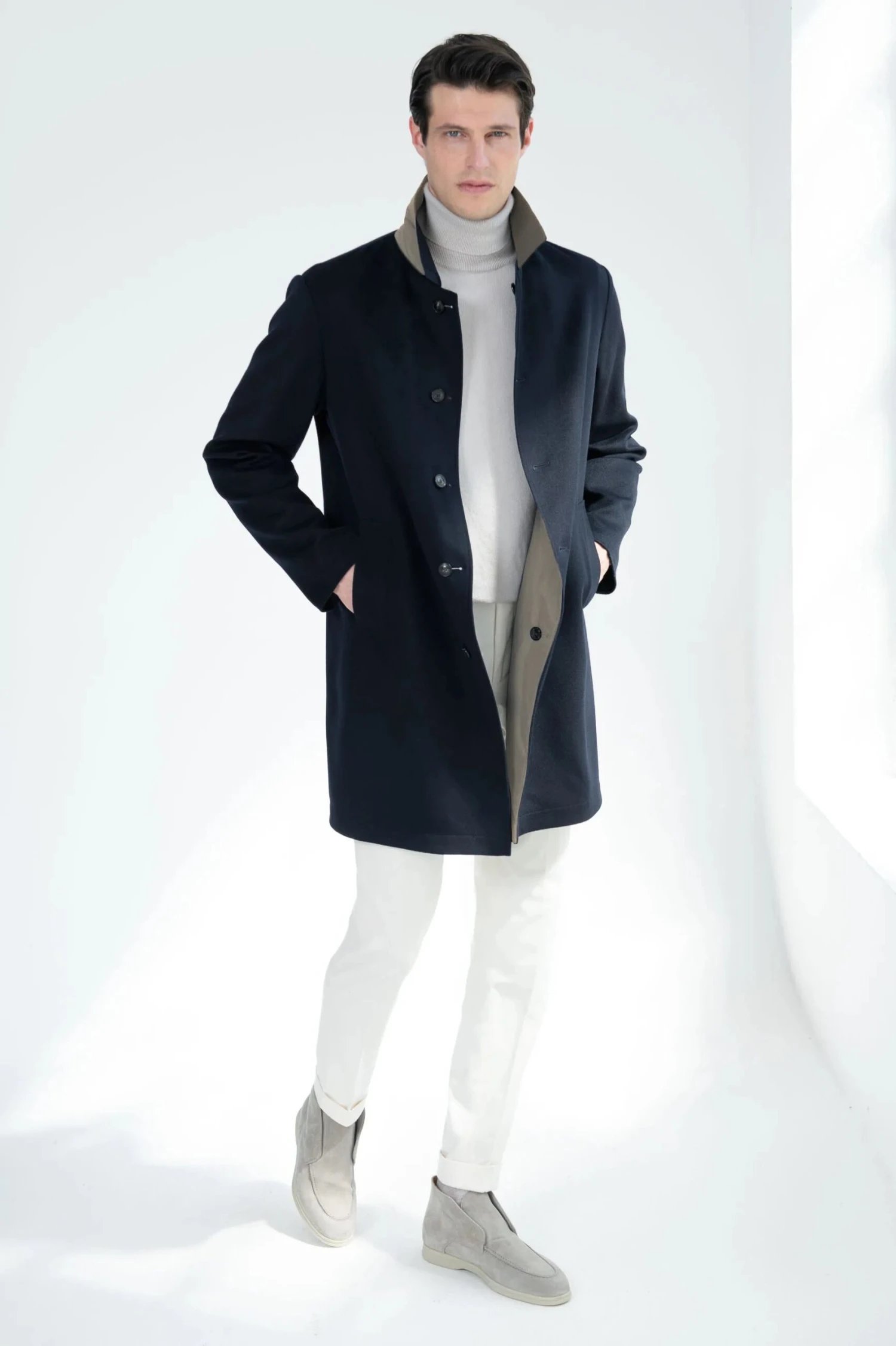 Blue Cashmere Reversible Coat - Made In Italy 8 Blue Cashmere Reversible Coat - Made In Italy - Image 6