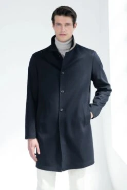 Blue Cashmere Reversible Coat - Made In Italy