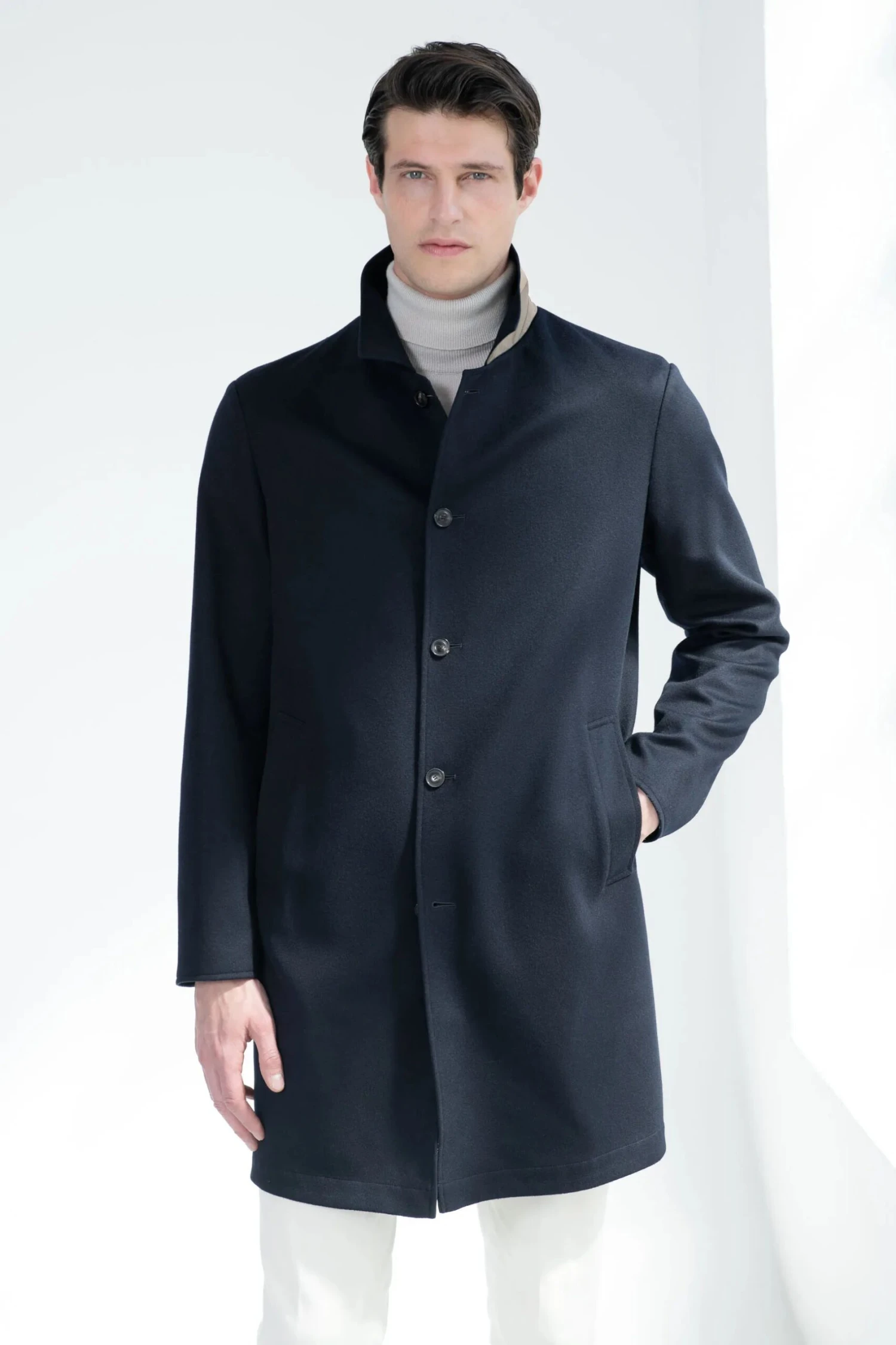 Blue Cashmere Reversible Coat - Made In Italy 3 Blue Cashmere Reversible Coat - Made In Italy