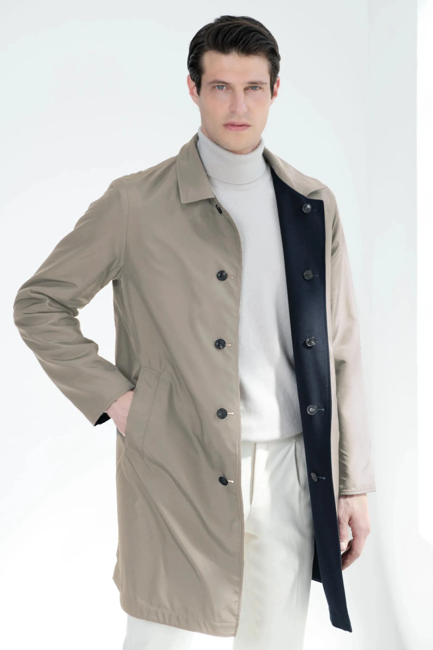 Blue Cashmere Reversible Coat - Made In Italy 7 Blue Cashmere Reversible Coat - Made In Italy - Image 5