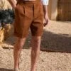 Cognac Cotton Shorts - Made In Italy 2 Cognac Cotton Shorts - Made In Italy -Pini Parma Clothing Store cognac cotton shorts 1