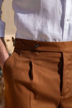 Cognac Cotton Shorts - Made In Italy -Pini Parma Clothing Store cognac cotton shorts 2