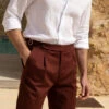 Bordeaux Cotton Shorts - Made In Italy -Pini Parma Clothing Store cottonbermudashortspiniparma 4