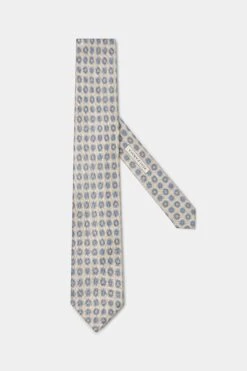 Cream Fancy Silk Tie - Made In Italy