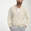 Cream Wool & Knit Bomber - Made In Italy 2 Cream Wool & Knit Bomber - Made In Italy -Pini Parma Clothing Store cream full zip 1