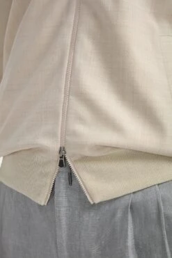 Cream Wool & Knit Bomber - Made In Italy -Pini Parma Clothing Store cream full zip 4