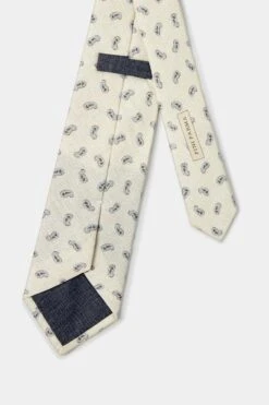 Cream Paisley Tie - Made In Italy -Pini Parma Clothing Store cream paisley tie 2