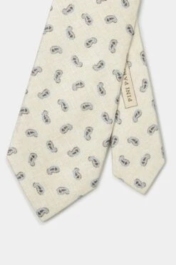 Cream Paisley Tie - Made In Italy -Pini Parma Clothing Store cream paisley tie 4