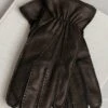 Dark Brown Deerskin Leather Gloves - Made In Italy -Pini Parma Clothing Store dark brown leather gloves 1