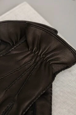 Dark Brown Deerskin Leather Gloves - Made In Italy -Pini Parma Clothing Store dark brown leather gloves 2