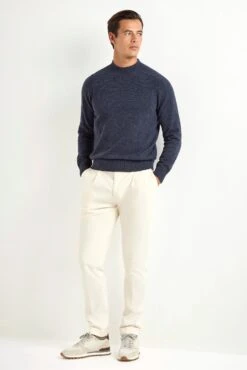 Denim Blue Mock Neck - Made In Italy