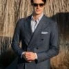 Denim Double Breasted Suit - Made In Italy 2 Denim Double Breasted Suit - Made In Italy -Pini Parma Clothing Store double breasted denim suit loro piana wool silk linen 1