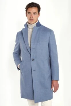 Dusty Blue Overcoat - Made In Italy 11 Dusty Blue Overcoat - Made In Italy -Pini Parma Clothing Store dusty blue overcoat loro piana wool 3