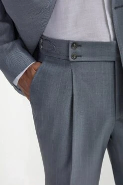 Dusty Blue Pinstripe Double Breasted Super 150's Suit - Made In Italy -Pini Parma Clothing Store dusty blue pinstripe suit 5