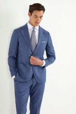 Dusty Blue Striped Suit - Made In Italy