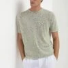 Green Linen And Cotton T-shirt - Made In Italy -Pini Parma Clothing Store green linen cotton t shirt 1