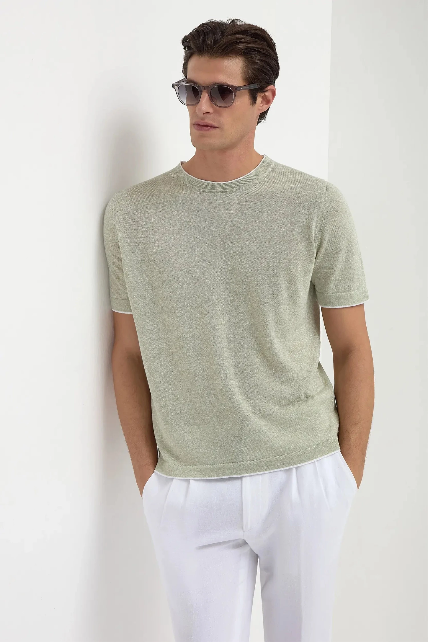 Green Linen And Cotton T-shirt - Made In Italy 3 Green Linen And Cotton T-shirt - Made In Italy