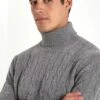 Mid Grey Cable Knit Turtleneck – Made In Italy -Pini Parma Clothing Store grey cable turtleneck 3