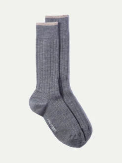 Light Grey - Super Durable Wool Short Socks - Made In Italy