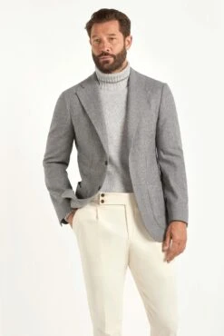 Mid Grey Flannel Jacket - Made In Italy