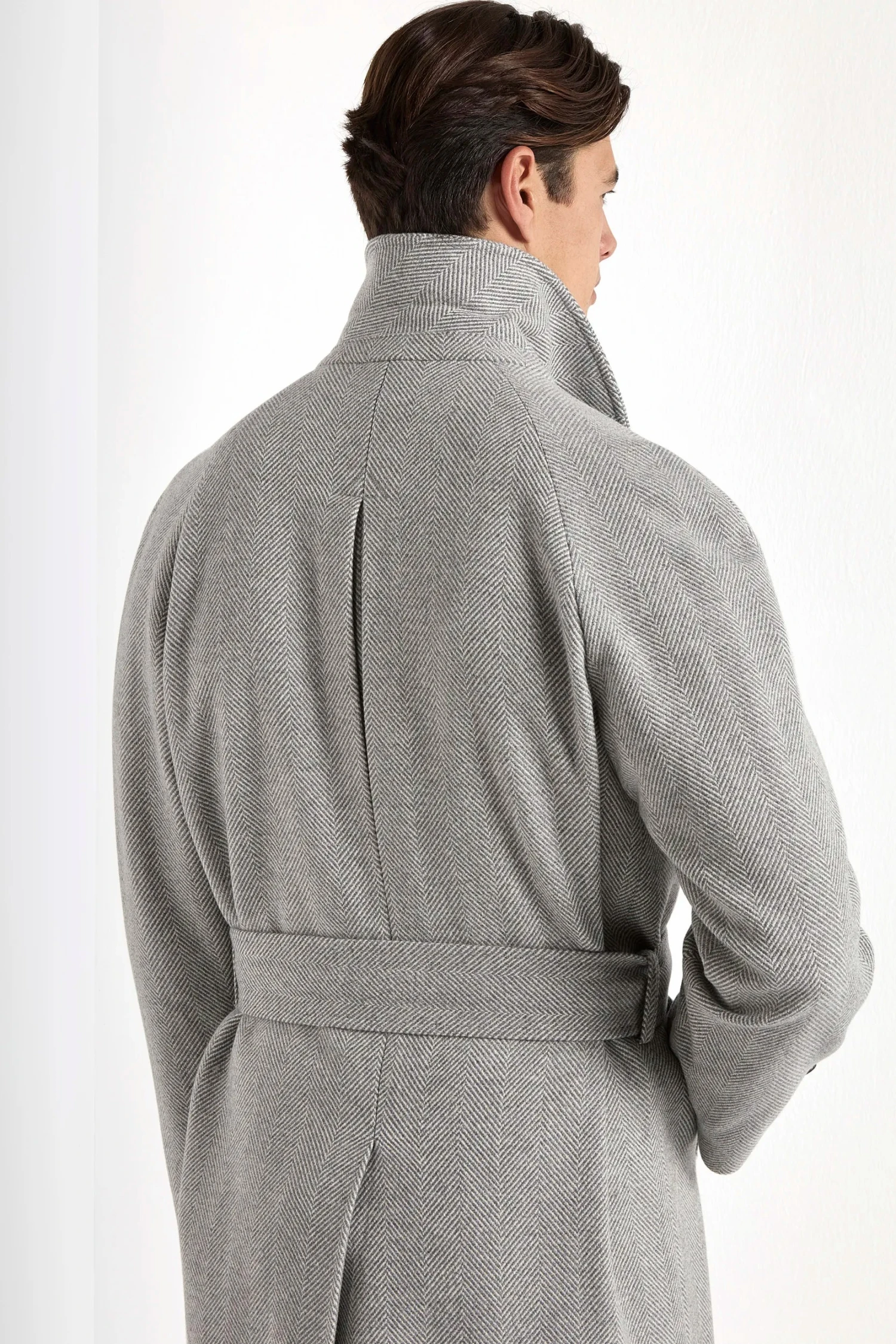 Grey Herringbone Raglan Coat – Made In Italy 4 Grey Herringbone Raglan Coat – Made In Italy - Image 2
