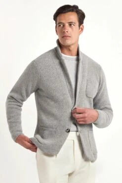 Grey Knitted Jacket – Wool And Cashmere – Made In Italy 9 Grey Knitted Jacket – Wool And Cashmere – Made In Italy -Pini Parma Clothing Store grey knitted jacket 2