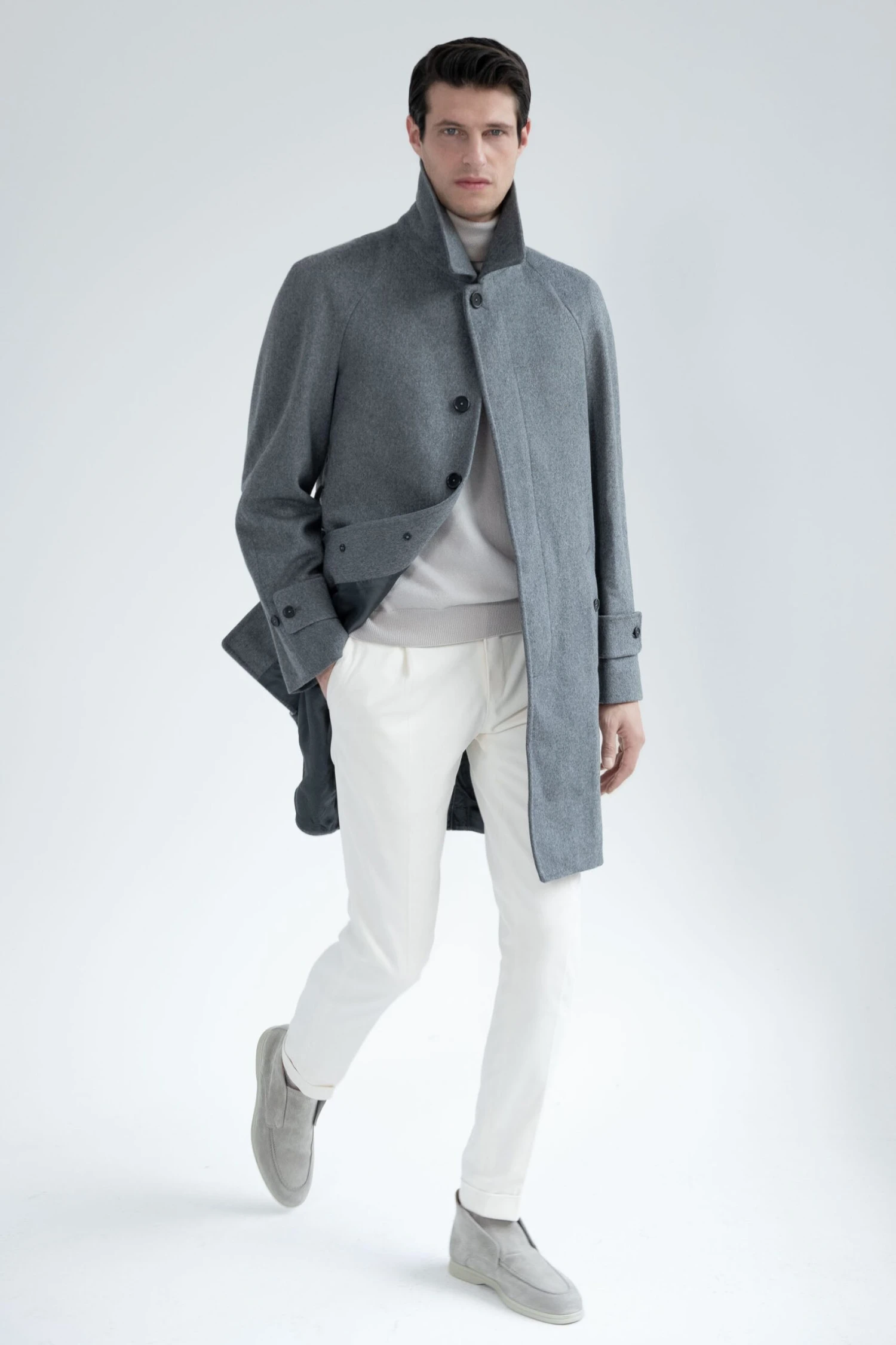 Grey Raglan Coat – Made In Italy 5 Grey Raglan Coat – Made In Italy - Image 3