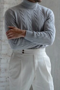 Grey Turtleneck – Made In Italy -Pini Parma Clothing Store grey turtleneck 1