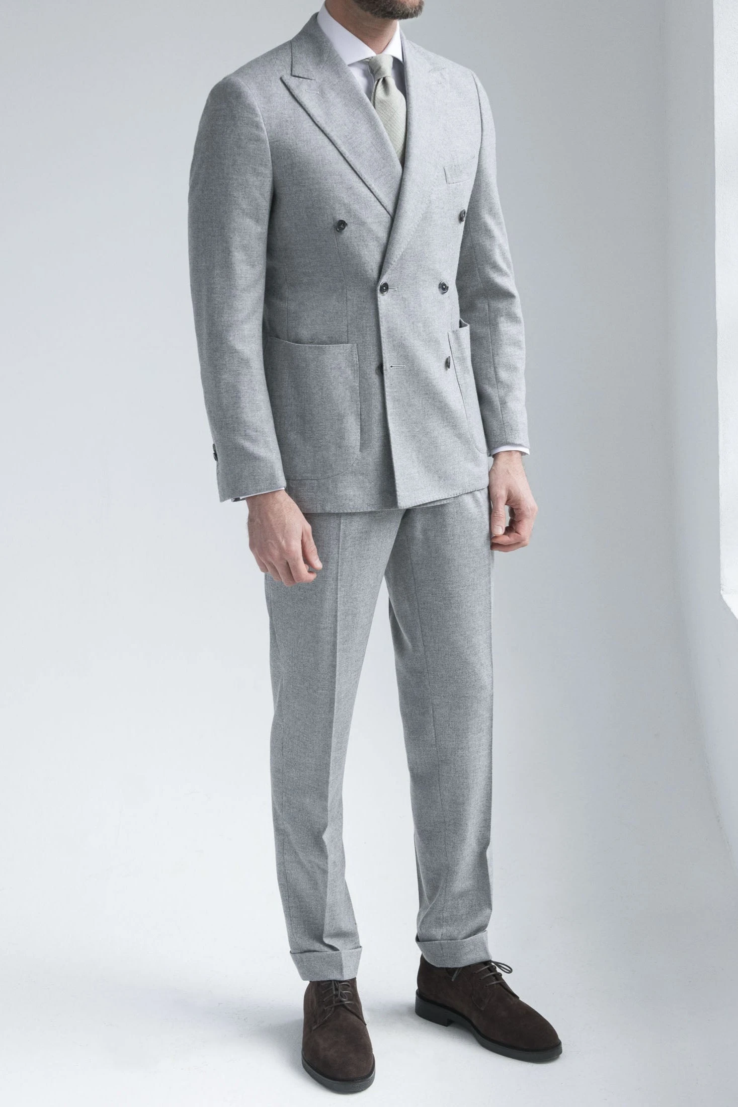 Grey Wool And Cashmere Double Breasted Suit - Made In Italy 6 Grey Wool And Cashmere Double Breasted Suit - Made In Italy - Image 4