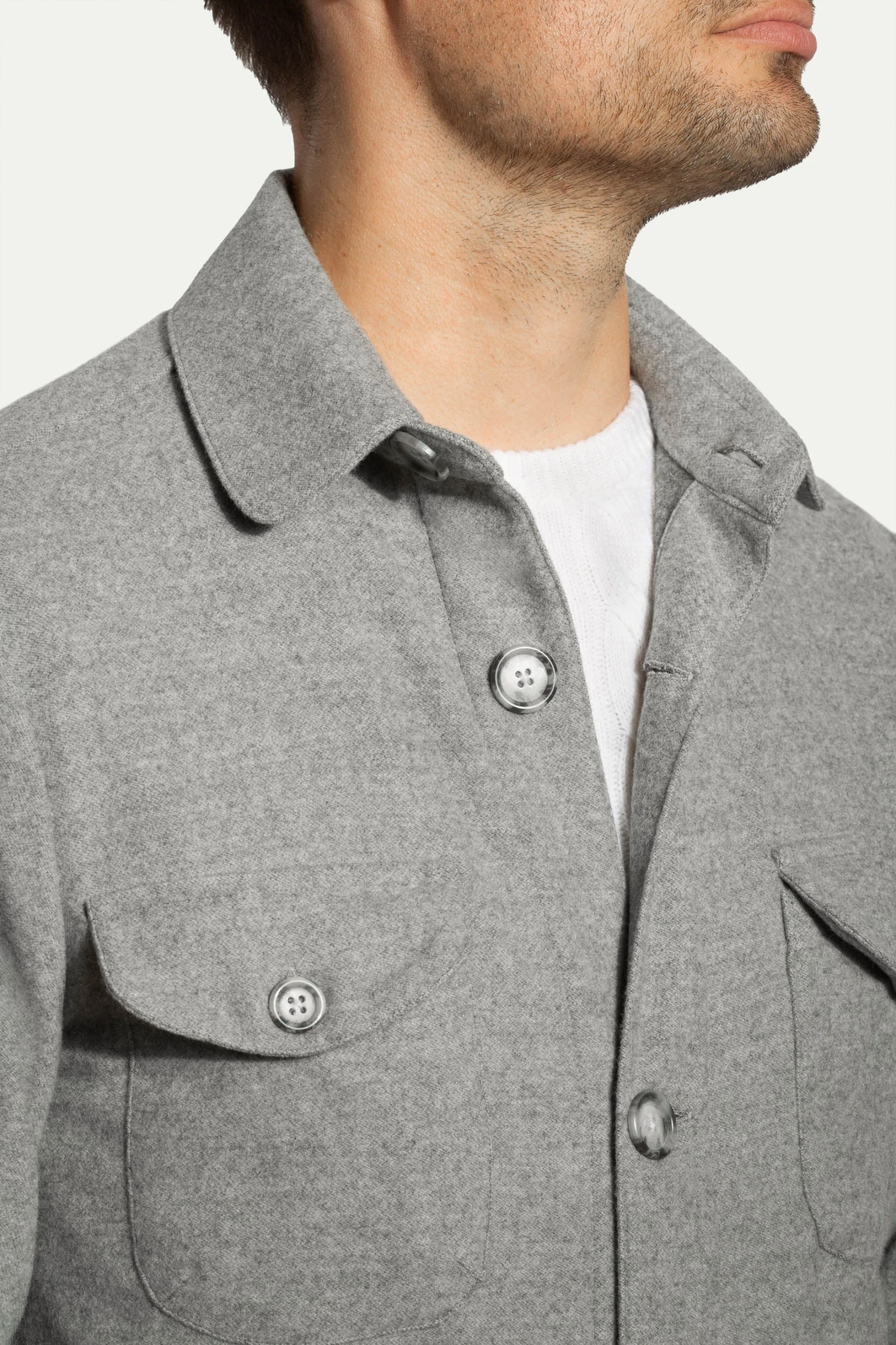 Grey Safari Jacket Flannel Super 180s – Made In Italy 5 Grey Safari Jacket Flannel Super 180s – Made In Italy - Image 3