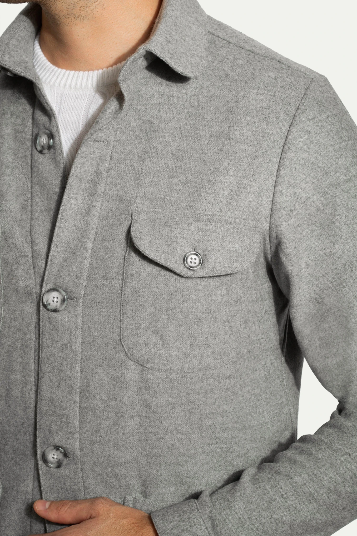 Grey Safari Jacket Flannel Super 180s – Made In Italy 7 Grey Safari Jacket Flannel Super 180s – Made In Italy - Image 5