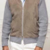 Grey And Taupe Cardigan - Alcantara & Wool - Made In Italy 2 Grey And Taupe Cardigan - Alcantara & Wool - Made In Italy -Pini Parma Clothing Store greyandtaupeluxurycardigan 8