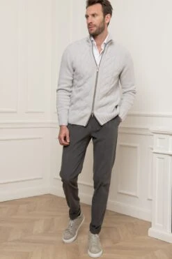 Grey Cotton Biella Trousers - Made In Italy -Pini Parma Clothing Store greycottonbiellatrousers 3