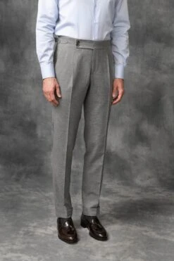 Mid Grey Flannel Soragna Trousers - Made In Italy