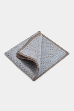 Sky Grey Micro Fancy Reversible Pocket Square - Made In Italy